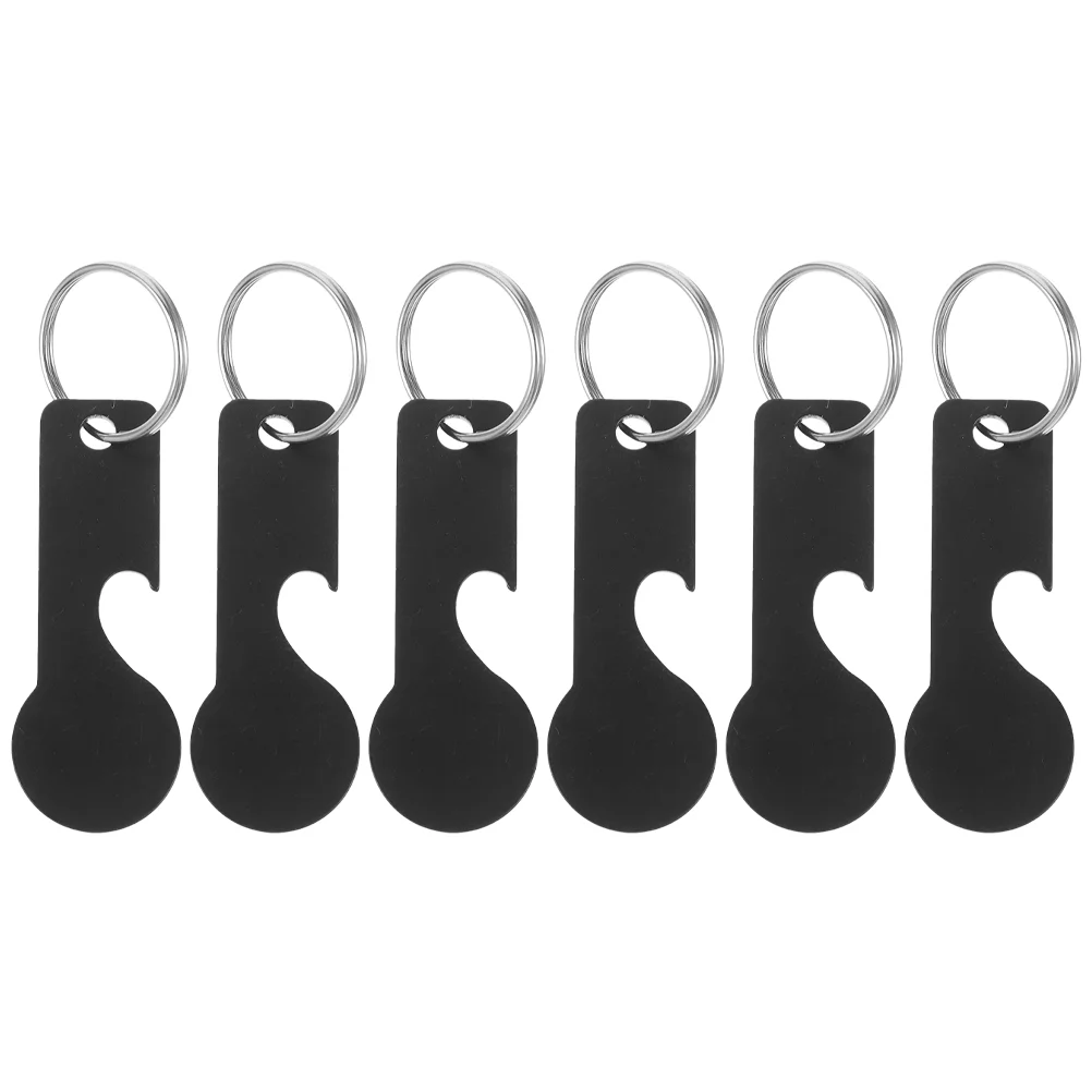 

6 Pcs Token Keychain Rings Fob Trolley Remover Pendant Keyring Stainless Steel Bottle Opener Small Tokens for Shopping Cart