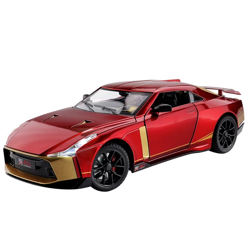 1:24 GTR 50 Alloy Sports Car Model Diecasts Metal Toy Race Car Model Sound and Light Simulation Collection Boys Girls Gift