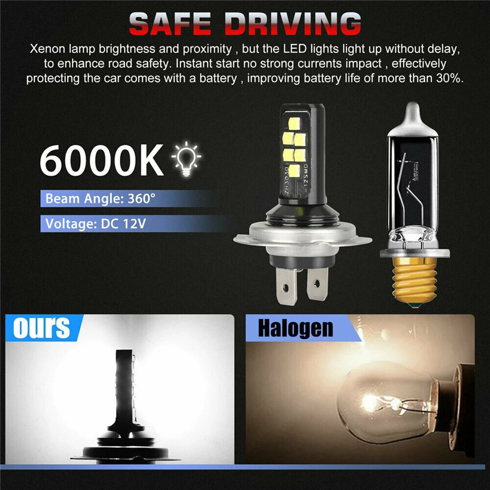 

4Pcs H7 LED Bulbs High Low Beam 6000K White Headlight Kit 240W 52000LM Reliable Performance in Extreme Conditions