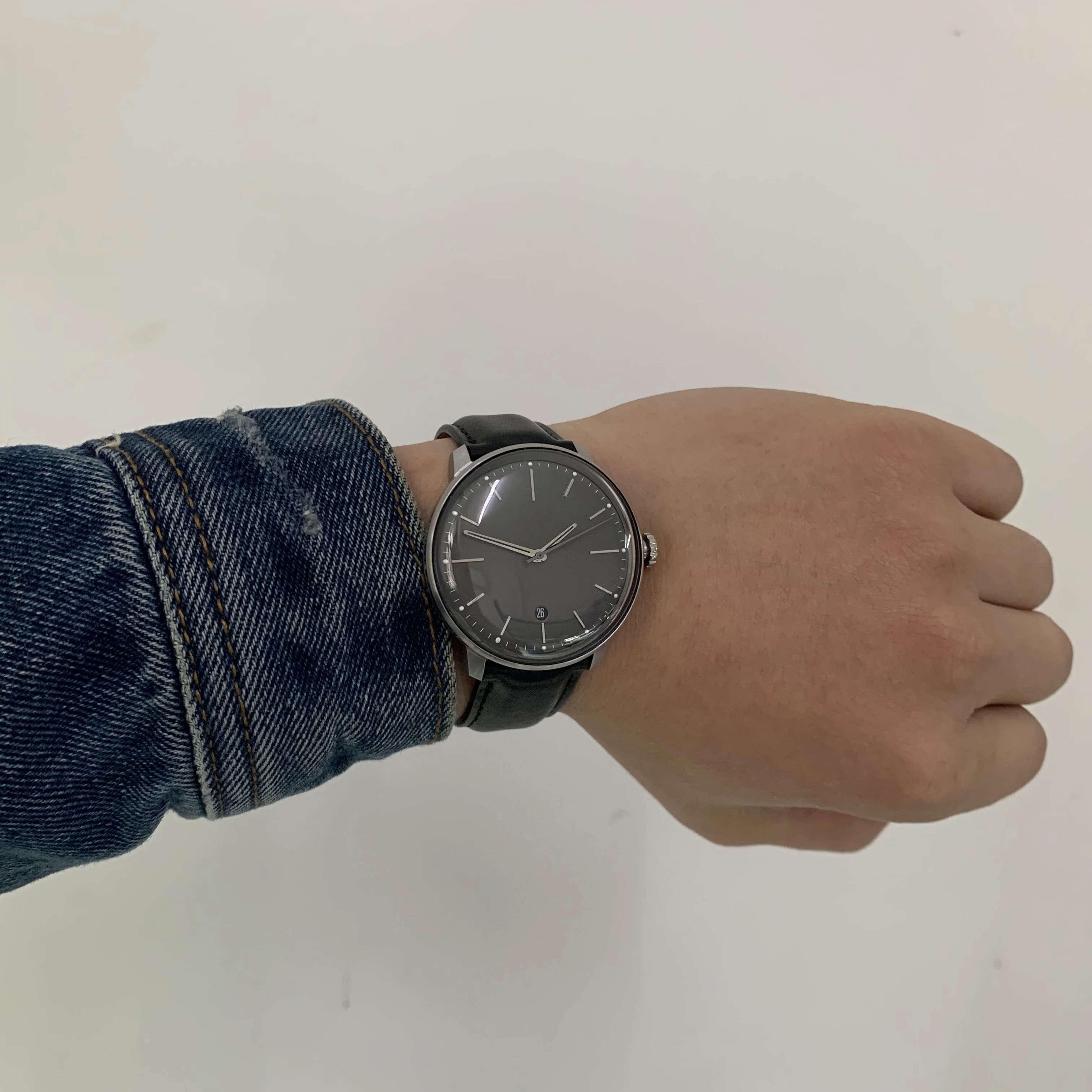 Montre-bracelet en cuir véritable avec logo personnalisé pour hommes, montres conçues par étiquette privée, nouveauté