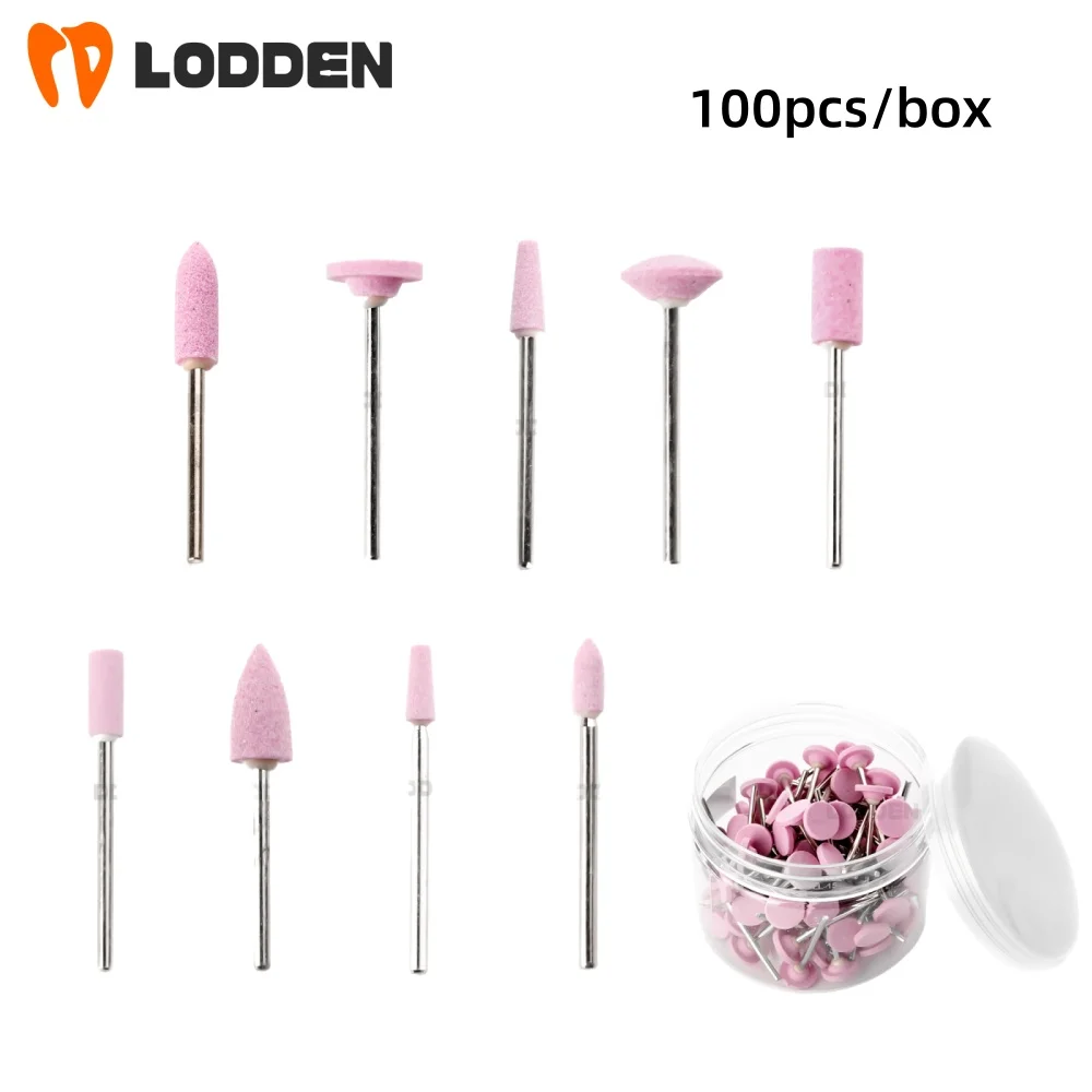 

100 шт., стоматологическая полировка, розовый камень, средний контур, керамический хвостовик HP, низкоскоростные боры для стоматологов, инструменты для ухода за зубами и полировка