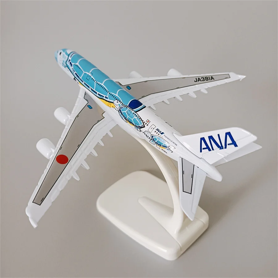 16cm liga de metal japão ar anima airbus a380 dos desenhos animados tartaruga do mar companhias aéreas 1/500 escala diecast avião modelo airways avião