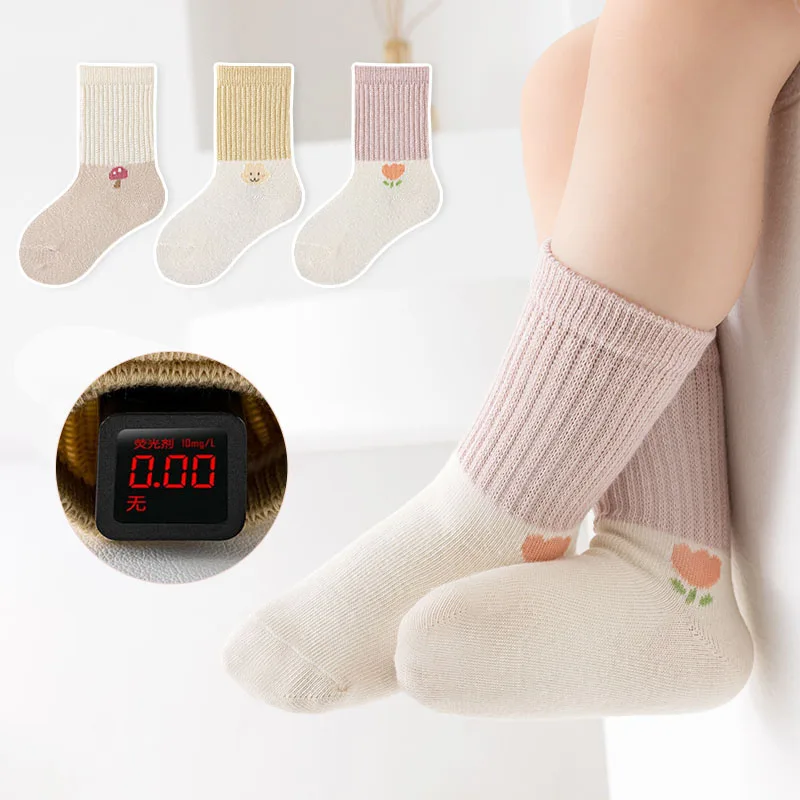 

3Pair Thick Cotton Baby Long Socks Spring Autumn Kids Mid Tube Socks 0-3Year Boy Girl Newborn Footwear Cute Flower Children Sock