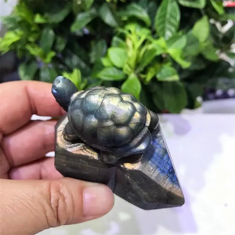 

7CM Natural Labradorite Tortoise Crystal Carving Healing Energy Stone Home Decoration Fengshui Ornaments Gift 1pcs