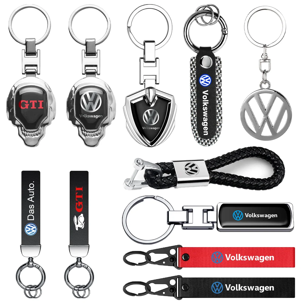 Metal Alloy/Leather/Abs Keychain VW GTI Car badge Rings Key bag For VW RLINE POLO passat golf 4 5 Tiguan GTI R Auto Accessories