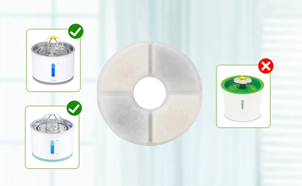 Katzen-Wasserbrunnenfilter-Ersatz, rundes Kohlefilter-Set für 2,4 l automatische Haustierbrunnen mit mehreren Filtersystemen – Detail 21