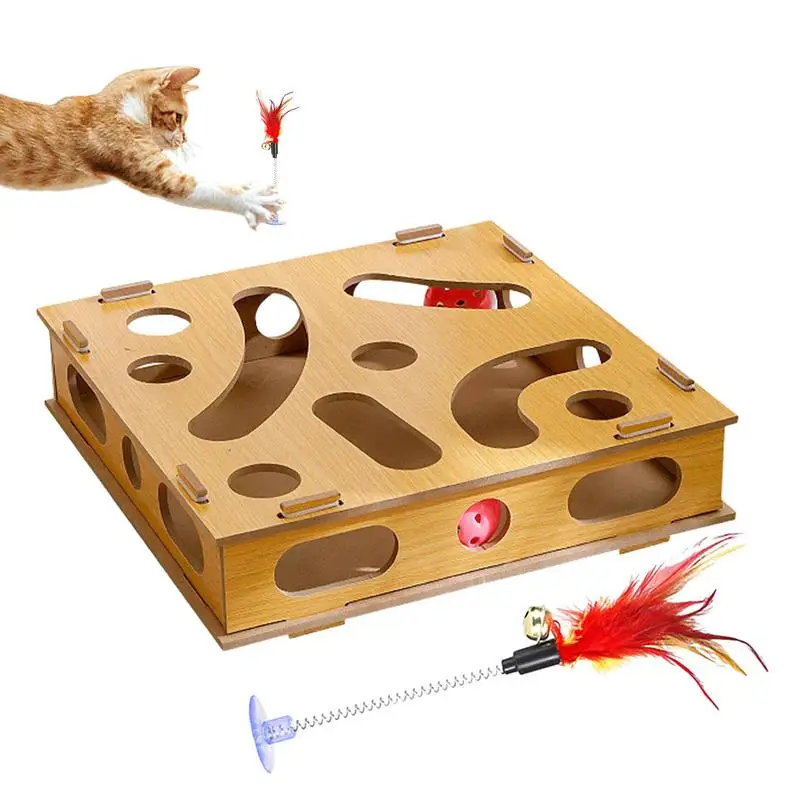 Cat Mental Stimulation Toys Cat Enrichment Puzzle Toy Kitten Toys Ball Track Mental Physical Stimulation Game Box Cat Teaser Toy