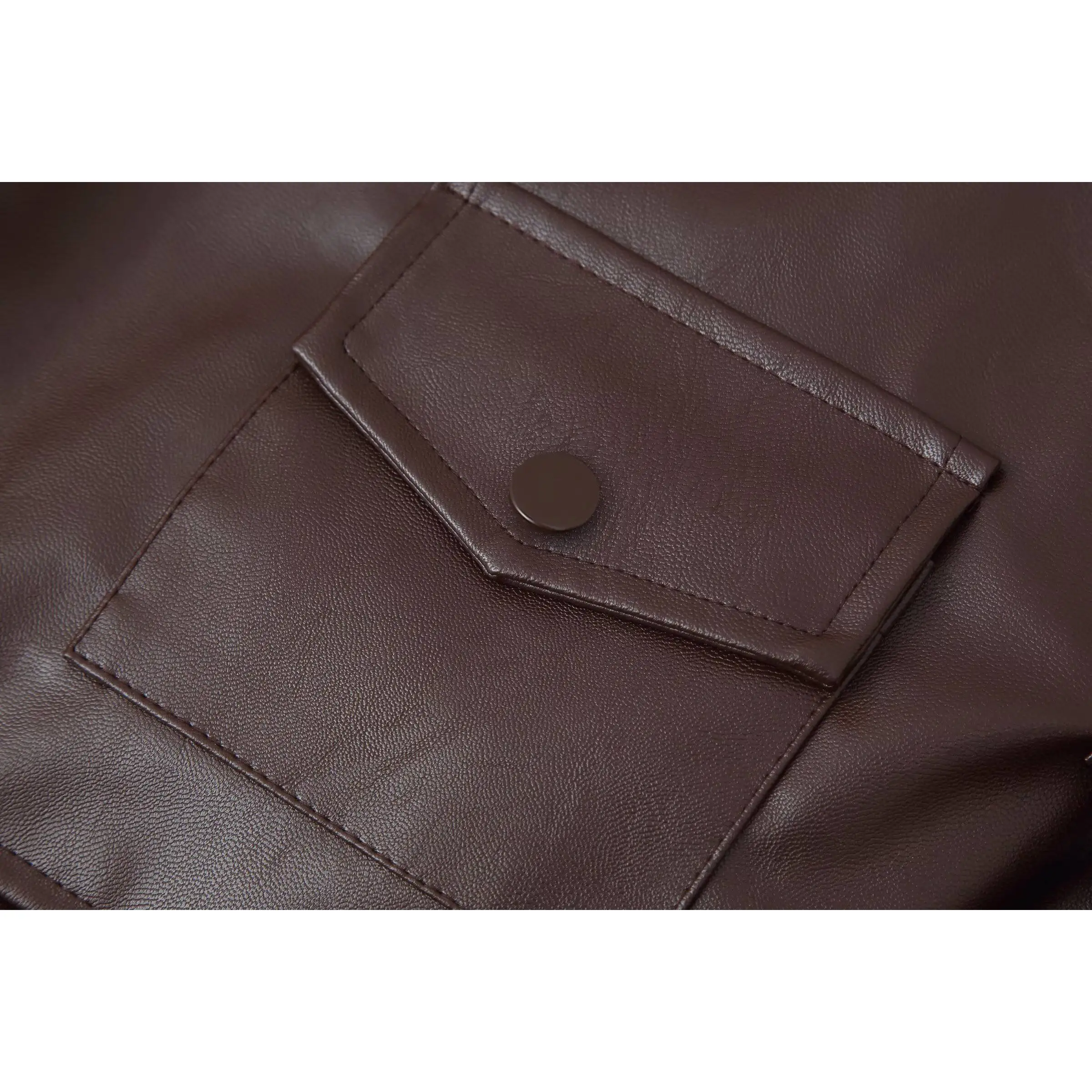 Faionable ort Leather Jaet المرأة الخريف جديد Sle مربوط فضفاض صالح تنوعا ملابس خارجية تخفيف Sle طويل Sve سستة