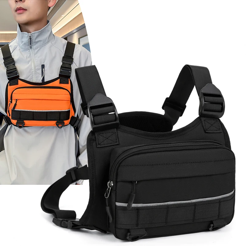 

Riding Chest Bags Hip-hop Streetwear Chest Rig Bag Reflective Sport Vest Backpacks Multi-functional Waist Pack Triangular Buckle