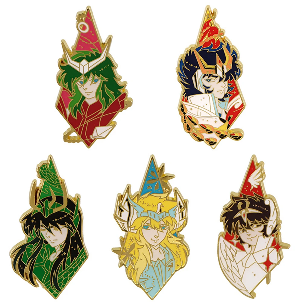 

Anime Saint Seiya Hyoga Shiryu Ikki Andromeda Cosplay Metal Forger Pin Badge Brooch Alloy Props Gifts