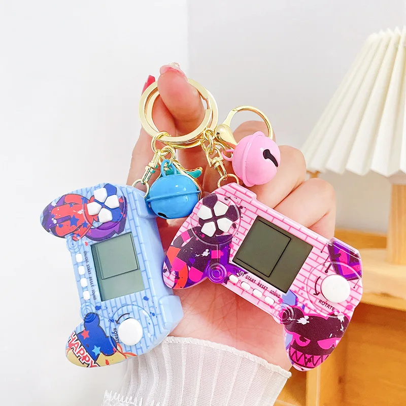 Trend Playable Handheld Mini Controller Game Console Keychain Nostalgic Hanging Toy Violence Bear Bag Pendant Key Chain Kid Gift