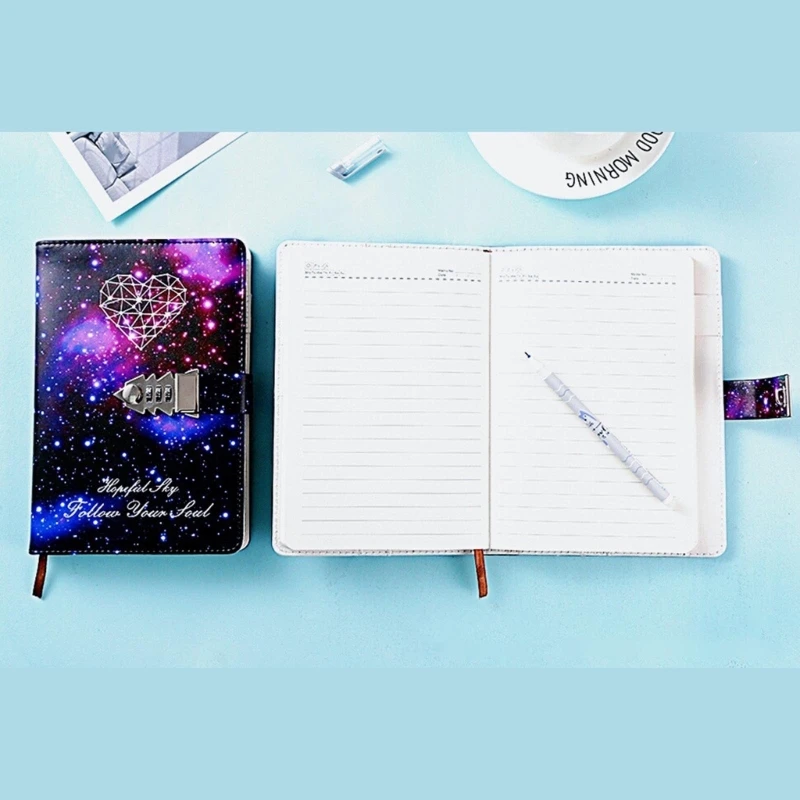 مجلة مع قفل مجمع كلمة المرور الرقمية دفتر قفل مجلة مذكرات قفل دفتر كوكبة مذكرات A5 الحجم