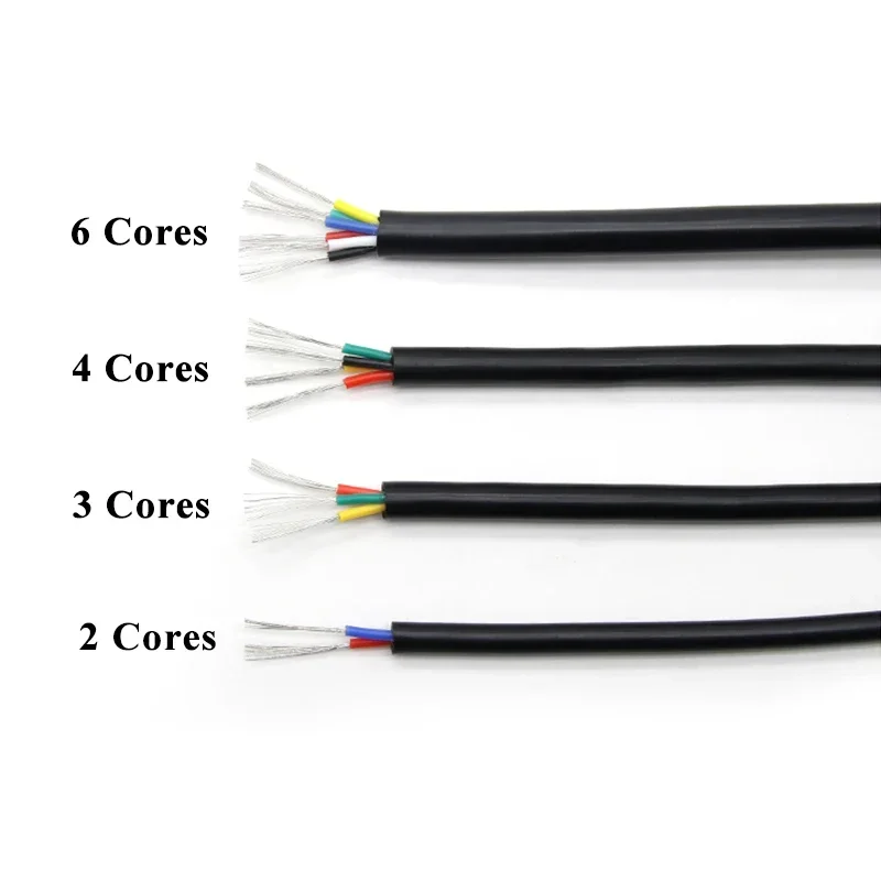 Ultra Soft Multi-Core Silicone Rubber Cable 2 3 4 6 Cores Red Black 0.3mm²~6mm² Flexible Insulated Copper High Temperature Wire