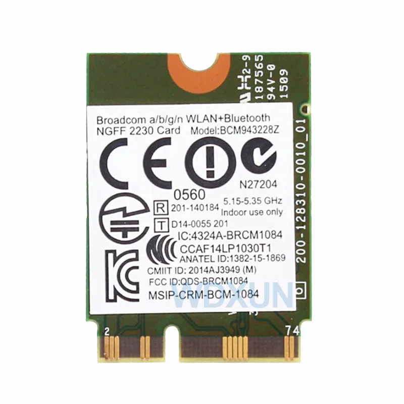 Broadcom BCM943228Z Network Adapter PCI Express mini Card (M.2) 802.11 B/A/G/N WIFI CARD 300Mbps 2.4GHz/5GHz BCM943228 BCM43228