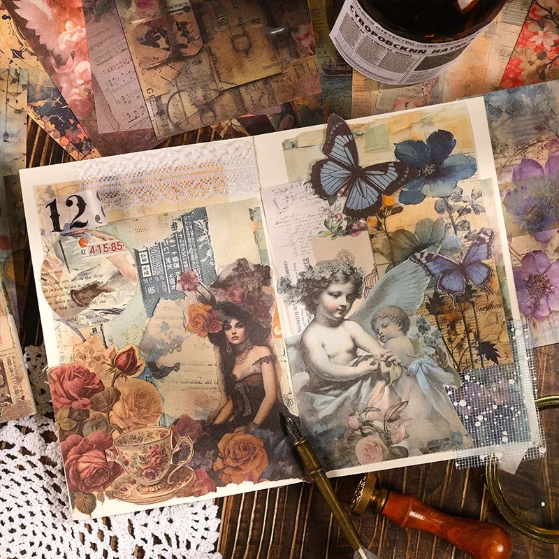 Mr. paper-装飾的なスクラップブック、花、日没、カード、メッセージの背景、フォトフレーム、100枚/本