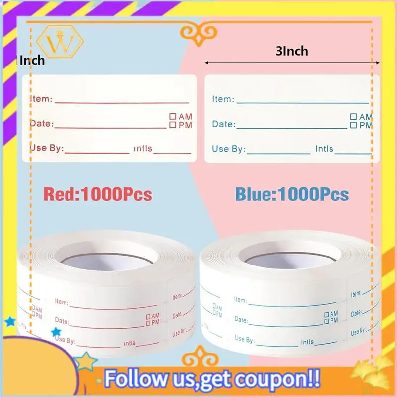 أحدث-4 لفات 2000 قطعة من ملصقات الفريزر القابلة للإزالة، 1 × 2 بوصة ملصقات تاريخ الطعام ملصقات تاريخ الطعام ملصقات طعام الثلاجة #1