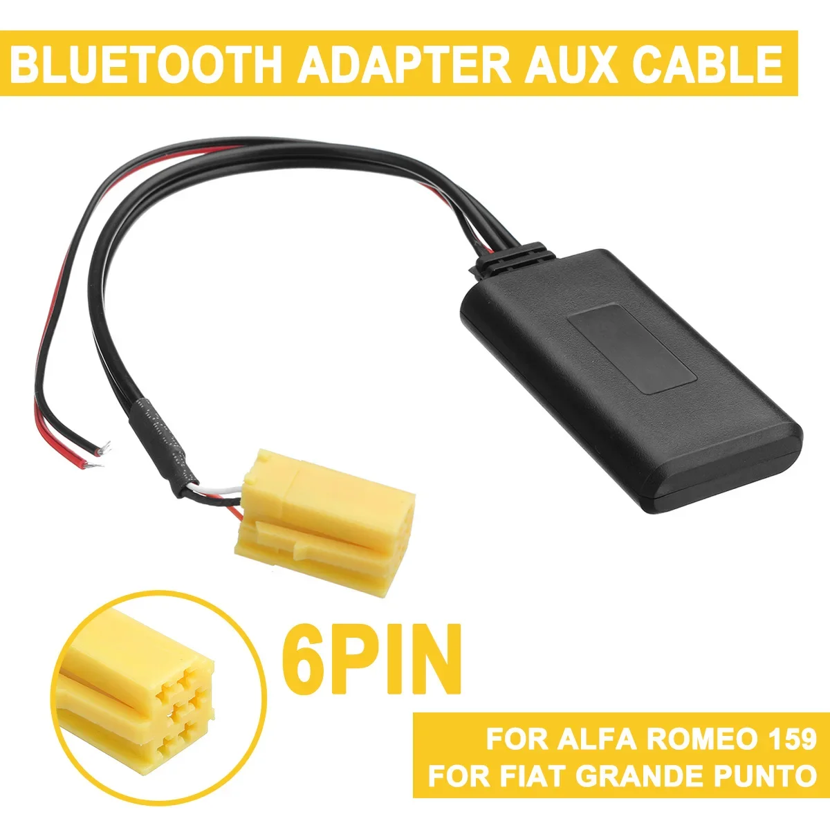 Car Stereo Mini Iso for Alfa Romeo 159 for Fiat Grande Punto 6 Pin bluetooth Module Music Adapter Aux Audio Cable