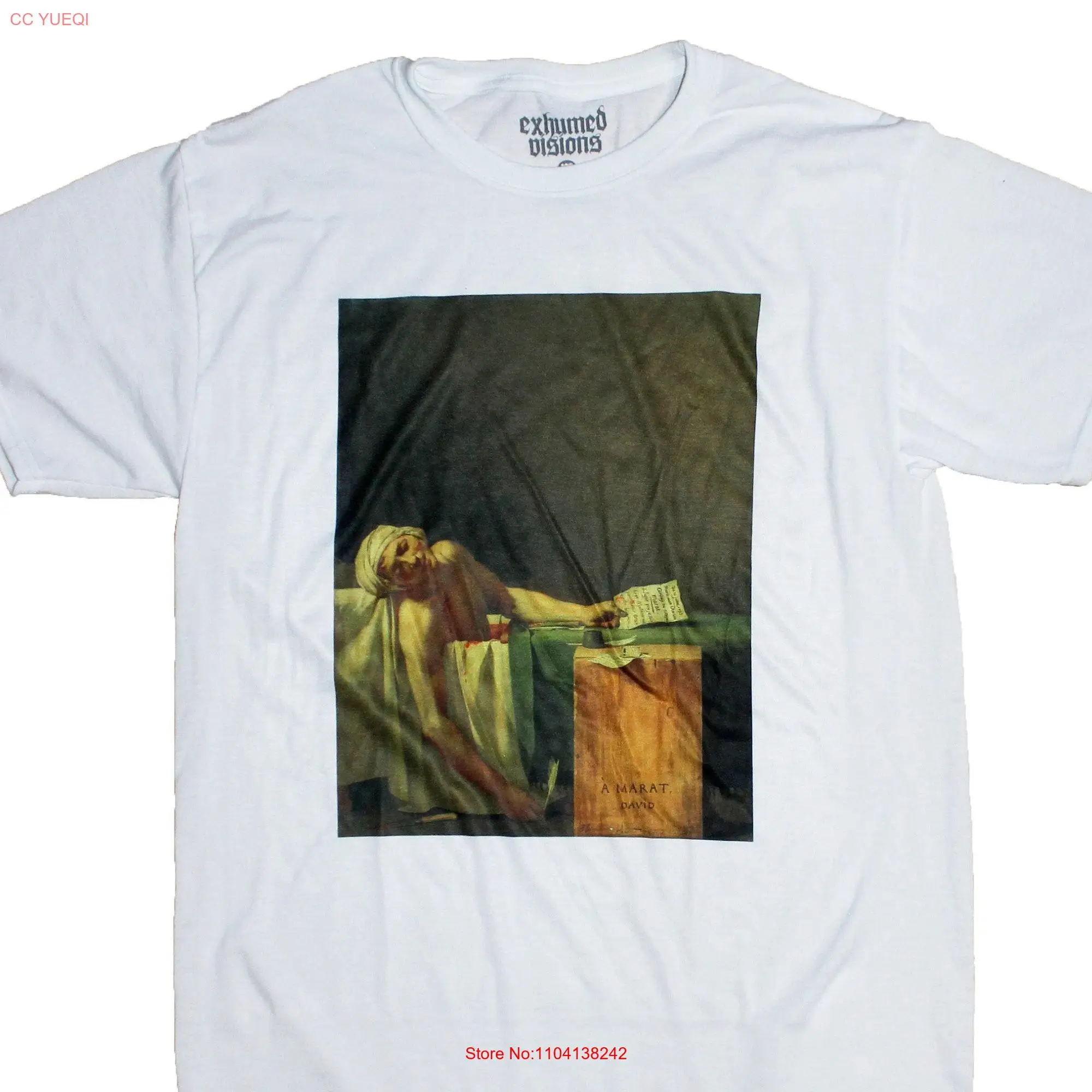 The Death Of Marat White T Shirt Jacques Louis David long or short sleeves