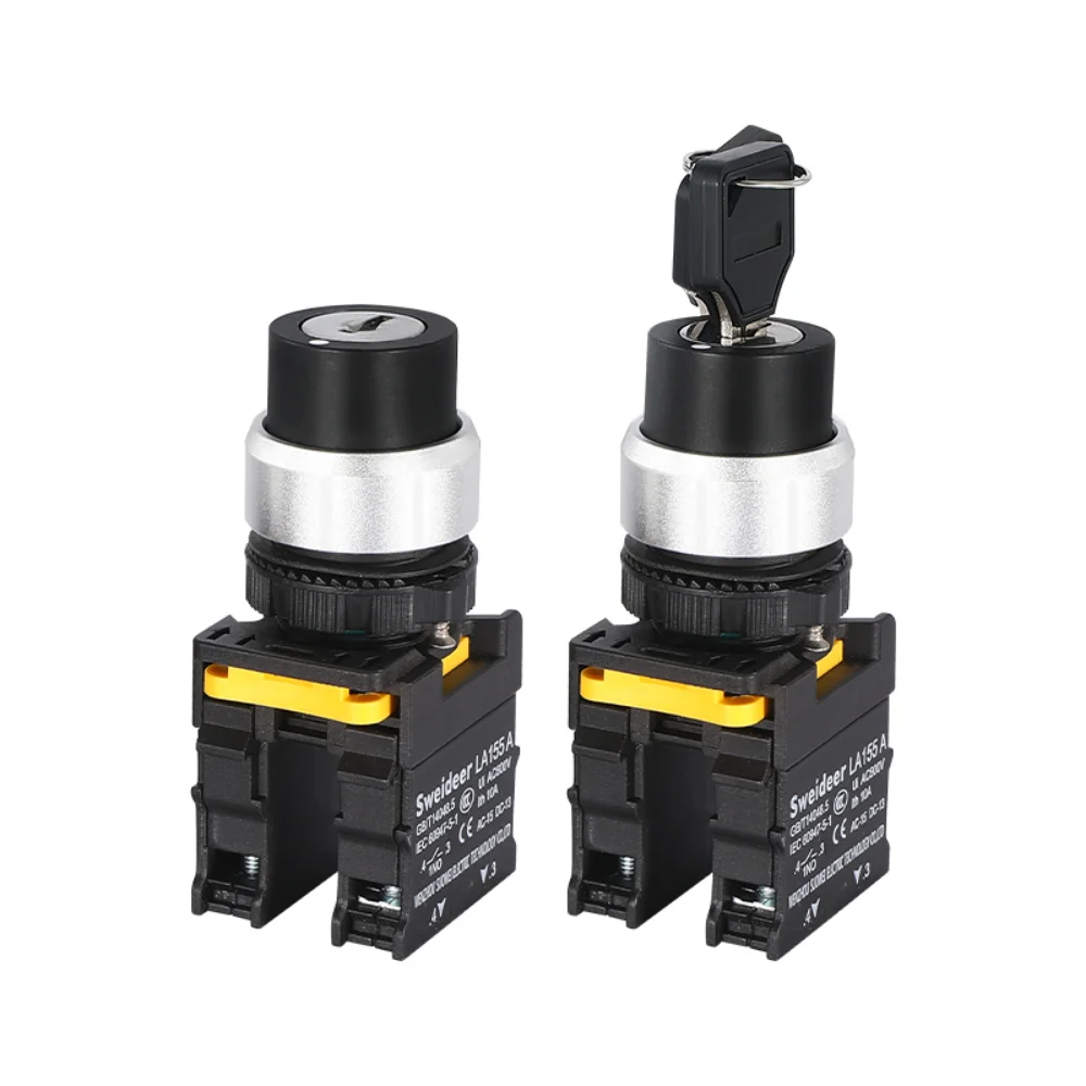 Rotary Knob Switch 2 Position 3 Position Momentary Latching Transfer on Off Switch 22mm with Key