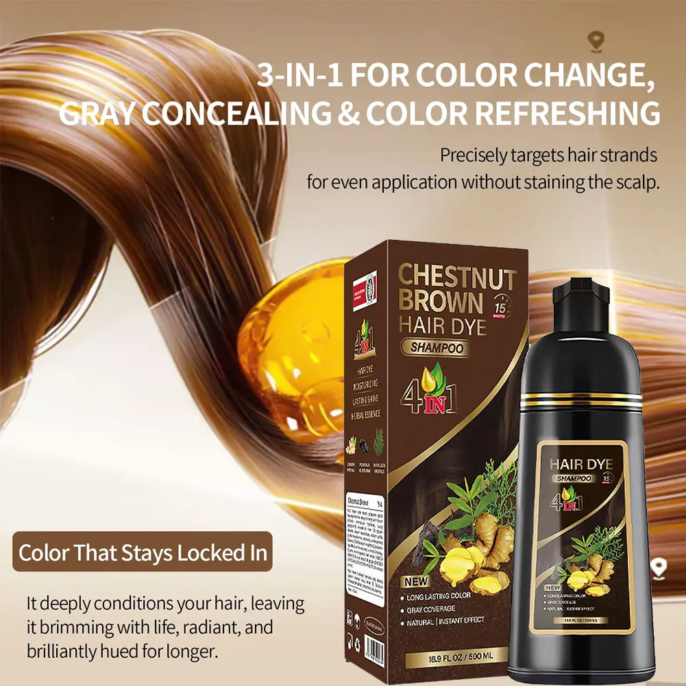 Dark Brown Hair Dye Shampoo, Moisturizing & Healthy Hair Care Creating Natural Hair Color,Hair Color Shampoo for Women and Men