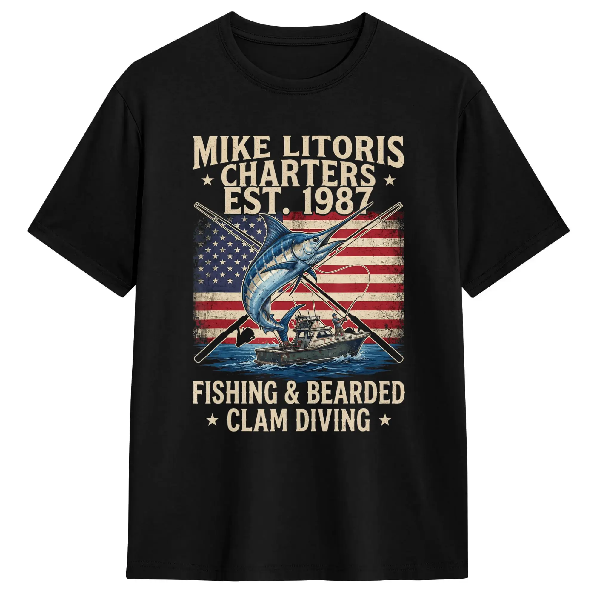 Oversized T-Shirt Mike Litoris Charters Adult Humor  Cotton T Shirts  Fashion Tee Shirt for Man Summer Casual Short Sleeve Tees
