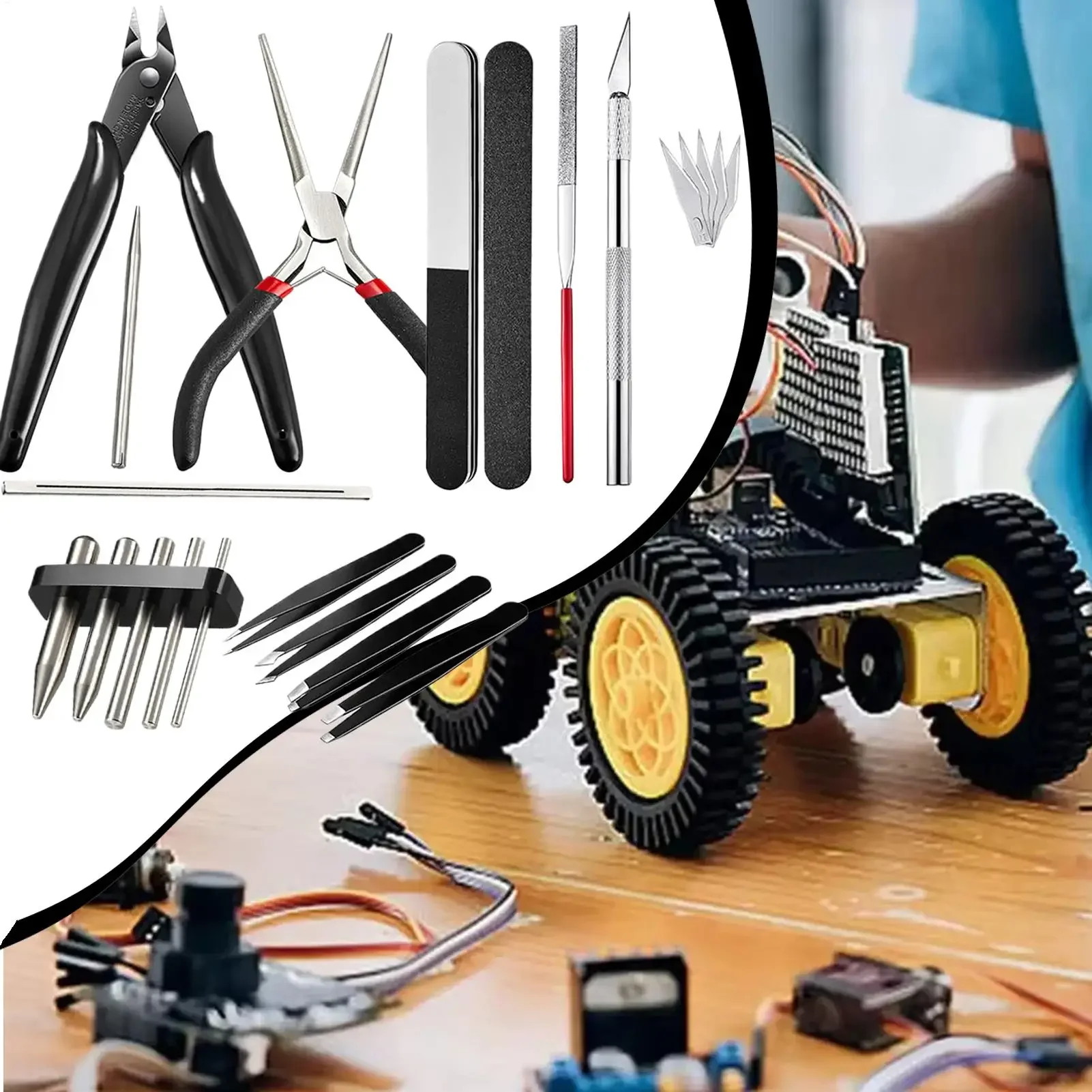 For Building Painting Car Jewelry Woodworking Model Kit Tools Modeler Deburring Kit Multipurpose 17 Pieces Precision Model Tools