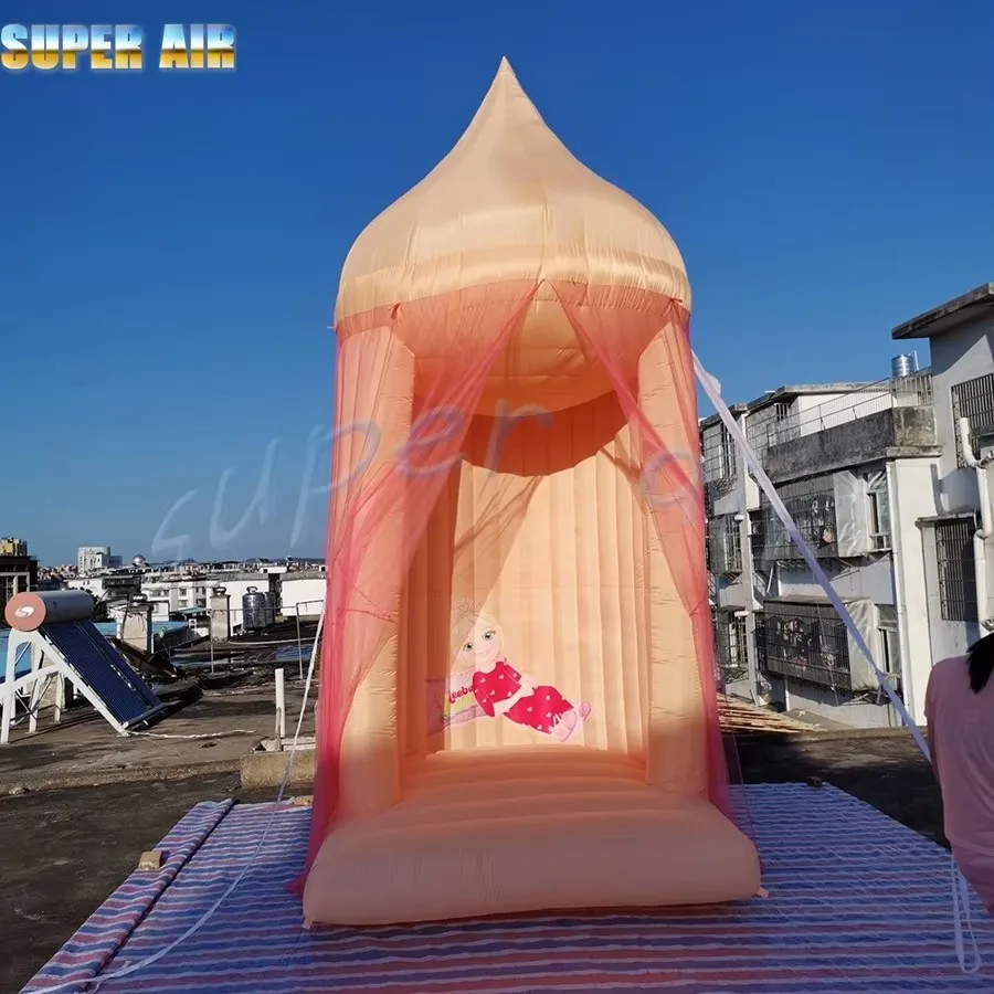 Customizable excellent design inflatable princess castle for kids play with built-in fan