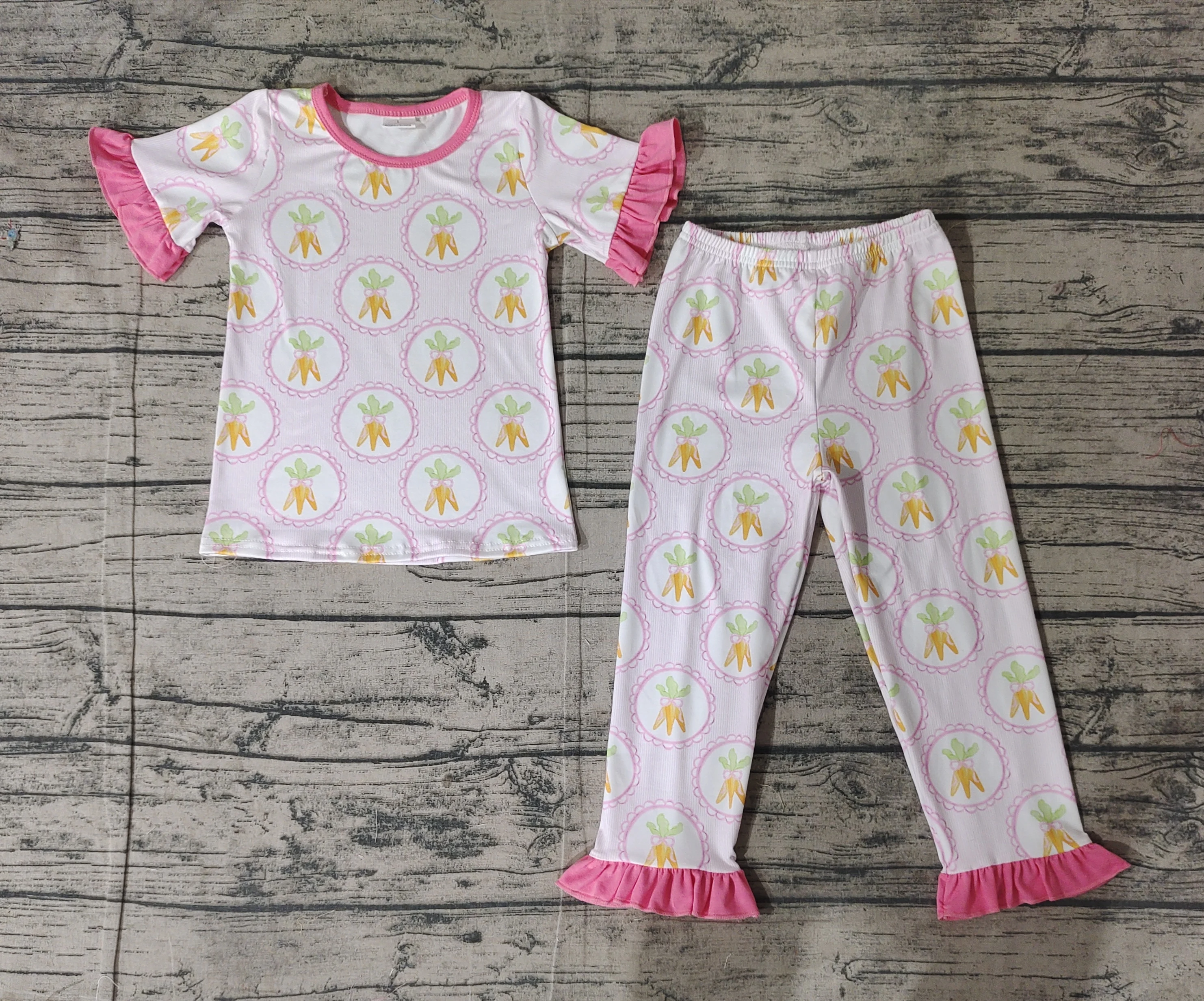 Baby Girls Spring Easter Carrots Shirt Pants Pajamas Sets Preorder