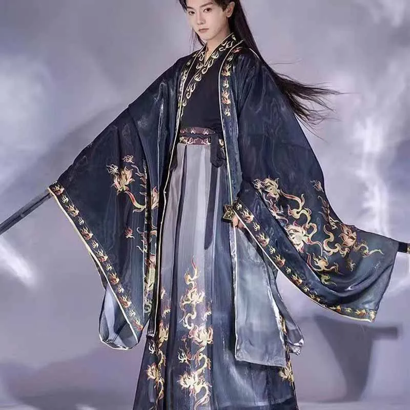 hanfu-grande-taille-3xl-pour-hommes-costume-traditionnel-chinois-hanfu-pour-couples-deguisement-d'halloween-costume-hanfu-bleu-et-rouge-degrade-costumes-tang-3-pieces