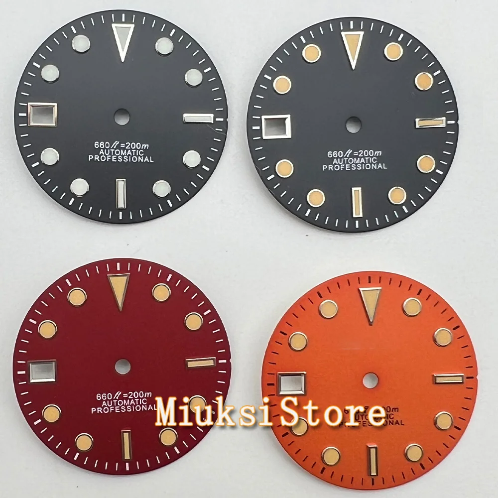 29mm Watch Dial With 9 o\'clock Crown Date Window For NH35  Watches Automatic Movement Blue Black red orange dial