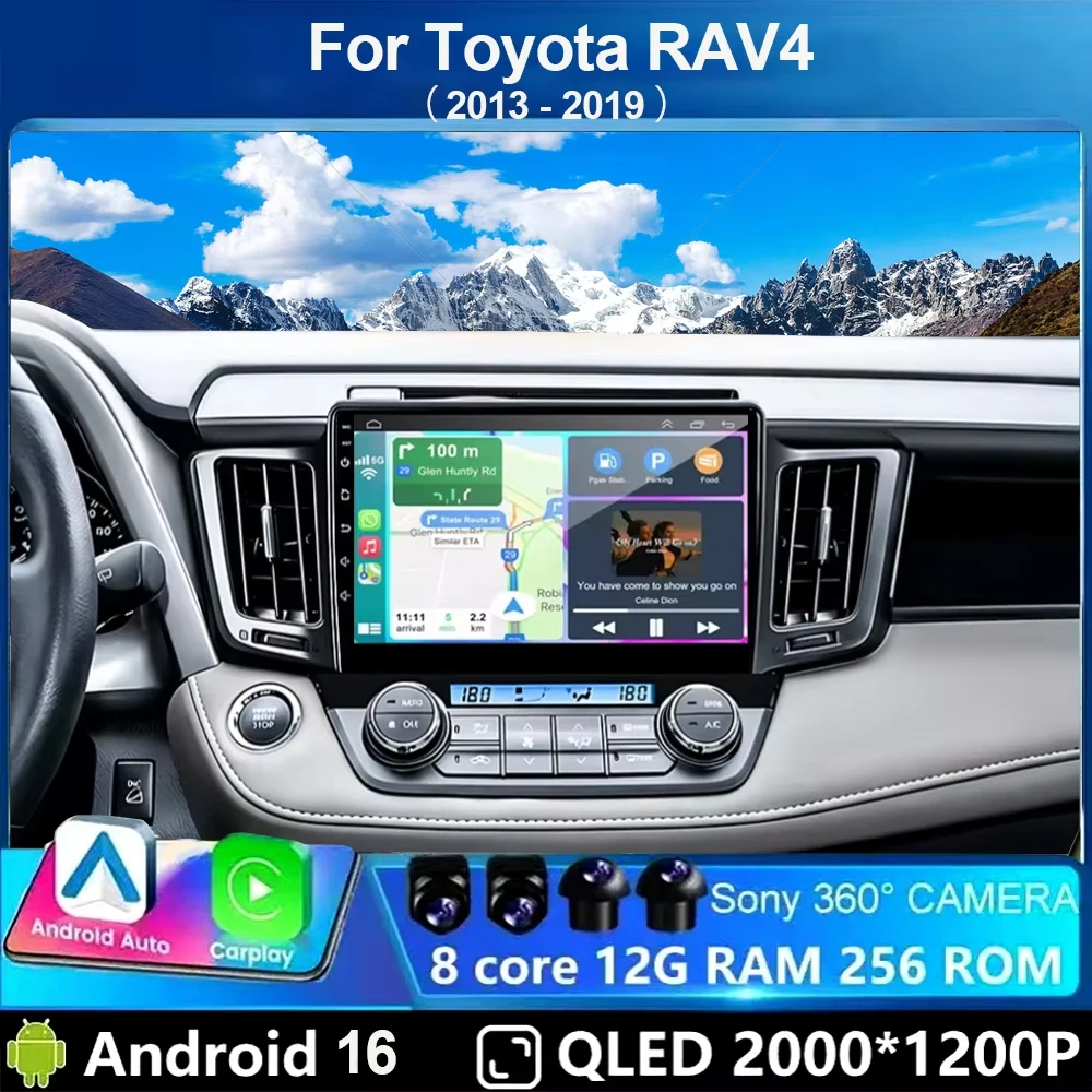 Android 16 Bluetooth For Toyota RAV4 2013-2019 Car Radio Lntelligent Multimedia Player Auto Wireless CarPlay WIFI 4G DSP GPS