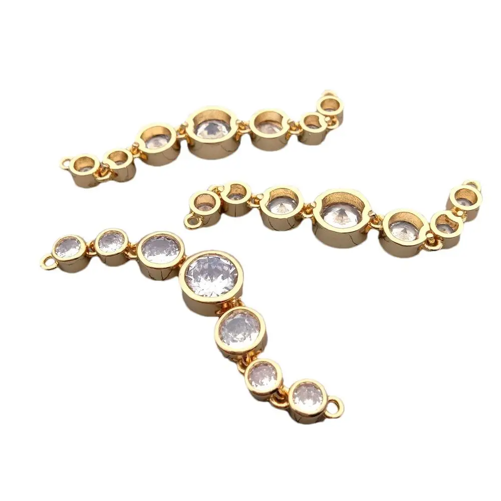 10 PCS 10x58mm Coin Shape Cubic Zirconia Pave Connector For DIY