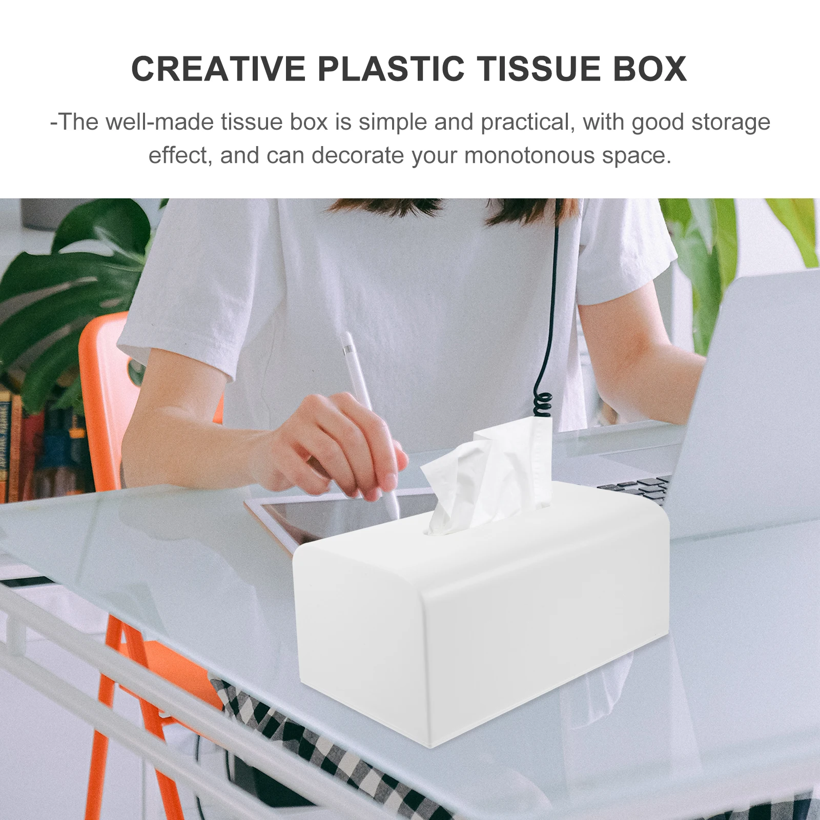 

Plastic Tissue White Tissue Holder Rectangular Reusable Car Home Napkin Holder Storage Container Decorative