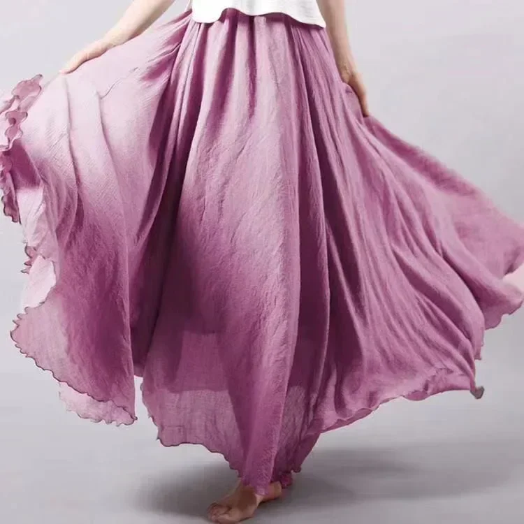 Summer Black Cotton Linen Women Skirt Maxi Faldas Ropa Mujer Loose Bottom Harajuku Saia Casual Boho Long Skirt Ladies Clothing