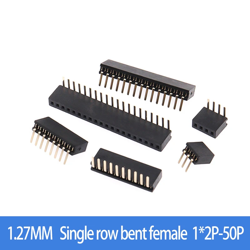 1.27MM Single Row Female Bending Pin Female Seat Bending Row Female 90 Degree Horizontal 1*2P/4P/5P/6P/8P/10P/40P/50P Connector