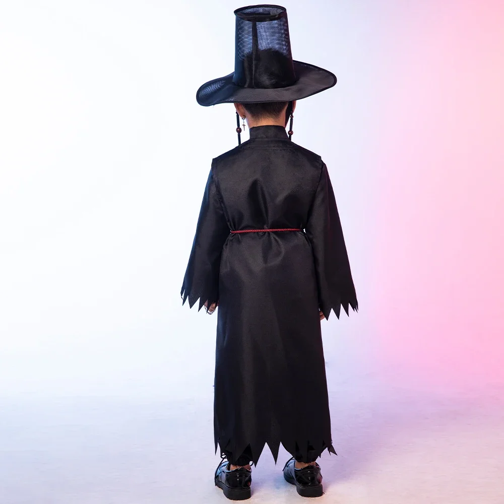 أطقم أزياء تنكرية للأطفال باللون الأسود لـ K-POP Sagas Boy Qin Yu Man للمراهقين ملابس حفلات الهالوين أنيمي