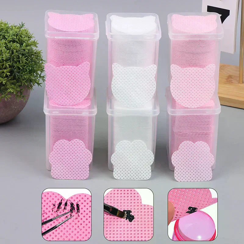 200/600 PCS Wipes Paper Eyelash Glue Remover Wipe Mouth Of The Glue Bottle Prevent Clogging Glue Cleaner Pads Lash Extension