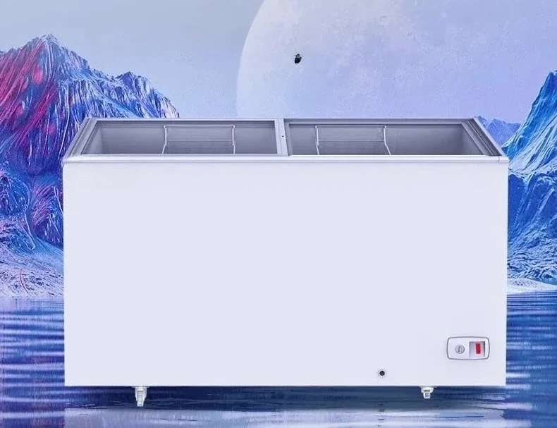 ZH A61 Commercial freezer display, refrigerated, frozen and fresh-keeping large-capacity transparent glass island freezer