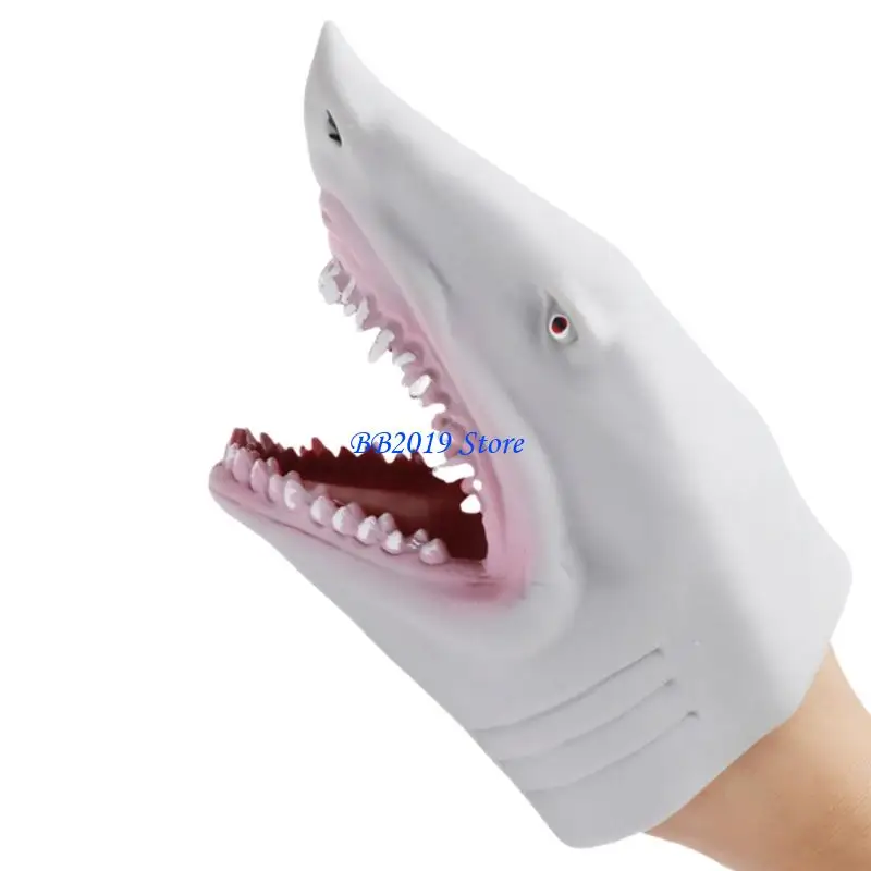 Q0KB Role Playing Shark Vinyls Toy Soft Hand Puppet Movable Jaw Creative Pretend Play