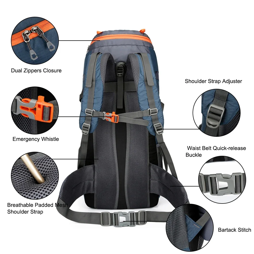 Picture 5: Climbing For Camping Hiking Outdoor Activities Traveling Hiking Backpack Traveling Backpack Knapsack Nylon 840g Mesh Back Panel