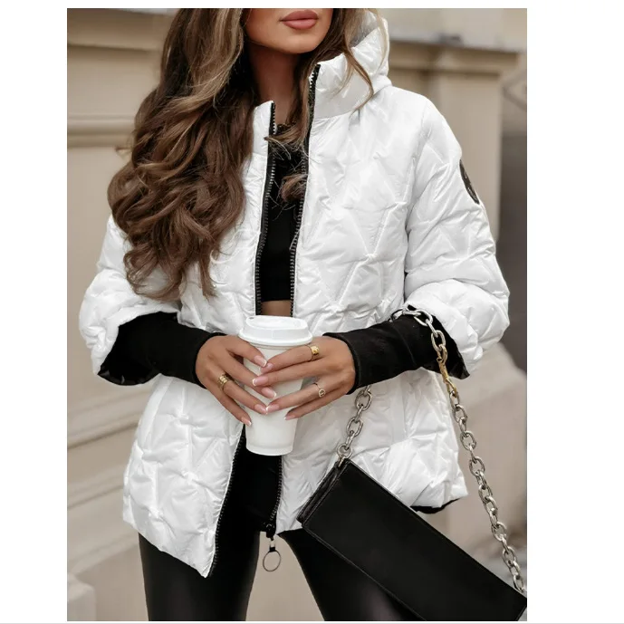 Mulheres parkas manga cheia com capuz grosso sólido zíper casacos soltos bolsos casuais streetwear jaquetas senhora quente outono inverno 2025