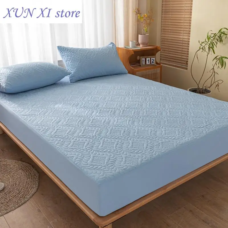 New Waterproof Mattress Cover Solid Color Queen/King Size Mattress Protector Single Bed Cover Waterproof Bed Sheet 180x200