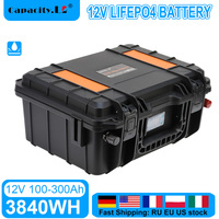 Rechargeable Lifepo4 Batteries 12 Volt 100Ah 200Ah 300AH With BMS Outdoor Power USB Output Station for Sine Wave Motors Boats