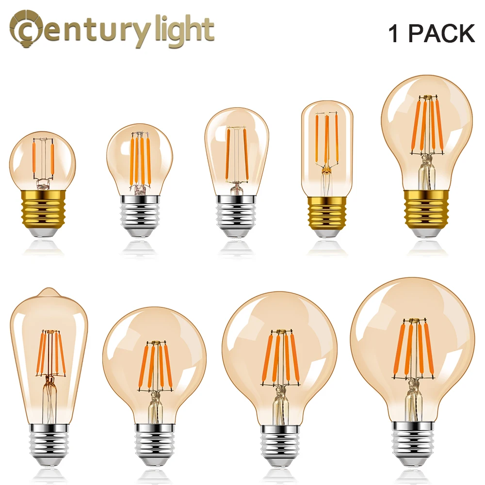 Gold Tint Vintage Edison LED Light Bulb E27 Night Light Bulbs G40 G45 G125 1W 4W Vintage  LED Filament Light Bulb Dimmable