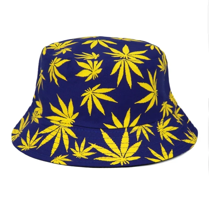 2024 Fashion Summer Autumn Sun Bucket Hats Women Men Buckets Caps Weed Print Hat Fisherman Sunscreen Hats For Ladies