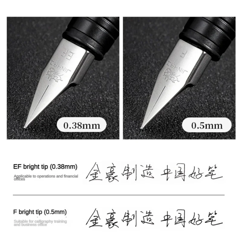 Pióro wieczne Jinhao 65 czarno-srebrne kolory EF F stalówka 0,30 mm luksusowe eleganckie pióro biuro biznesowe uczeń szkolne artykuły papiernicze — zdjęcie 7
