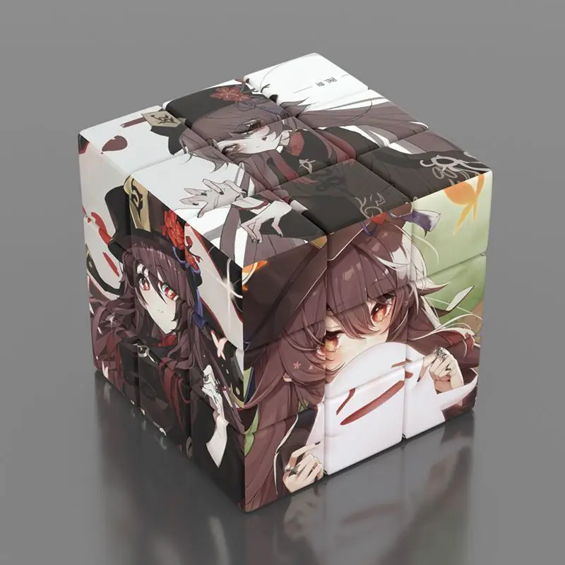 Anime Genshin Impact Hu Tao Cosplay 3-step Puzzle Magic Cube Cartoon Magics Square Tweakcube Xmas birthday Gift