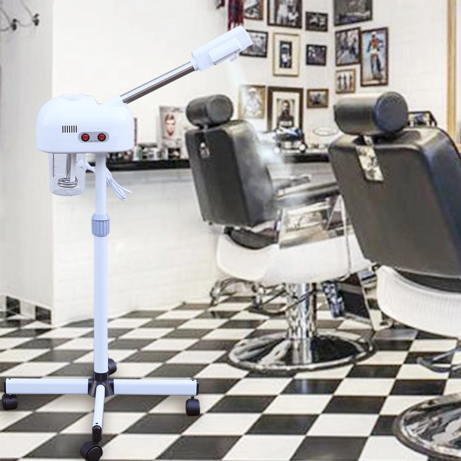 750ml オゾンフェイシャルスチーマー高さ調節可能なスプレー 360 °   サロンビューティースパ用回転式可動スキンケア機器ホワイト/ブラック