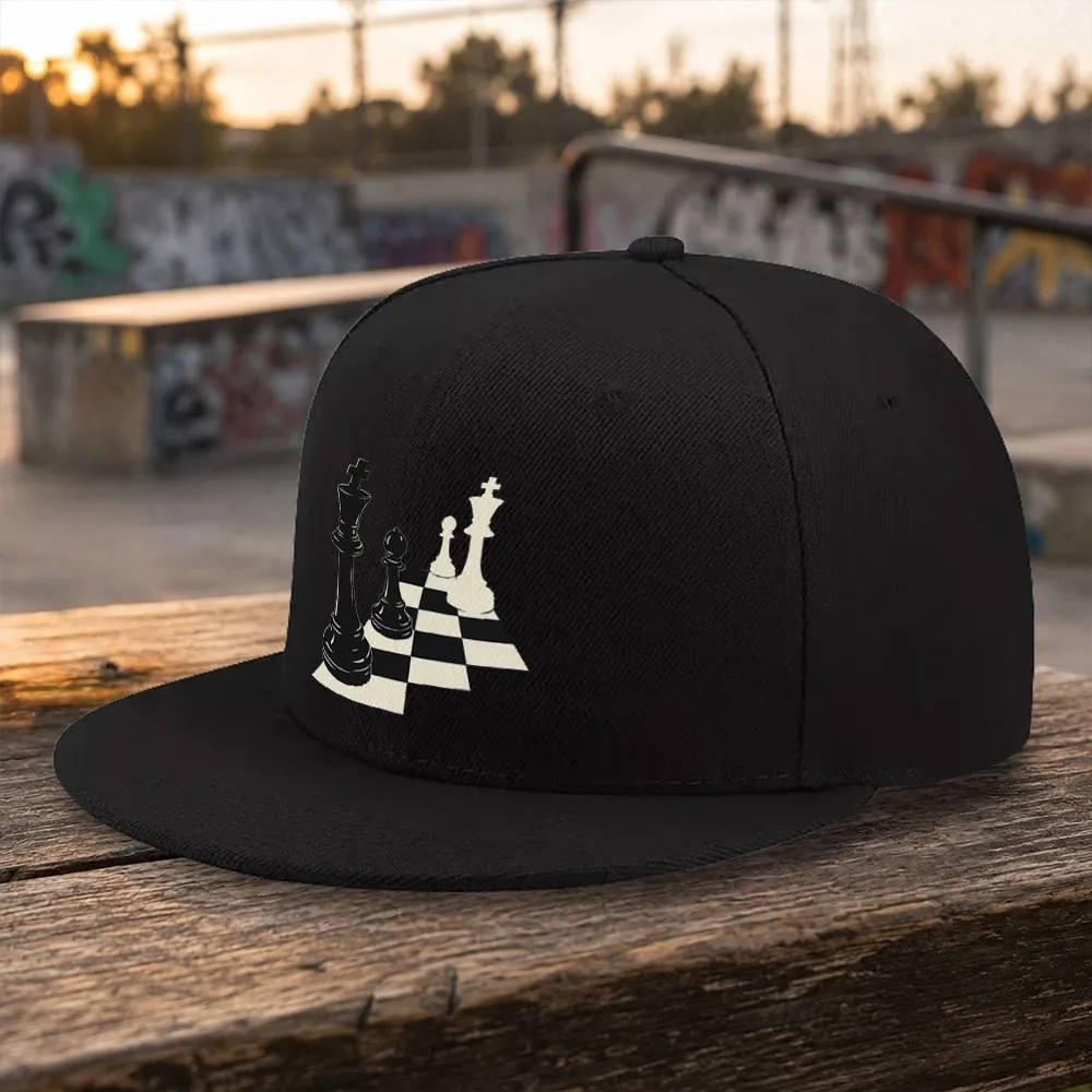 Chess Pattern Flat Brim Baseball Cap Unisex Adjustable Casual Outdoor Travel Hat