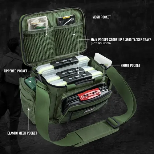 Imagen 2 del producto Bolsas de aparejos de pesca Goture, bolso de hombro de 38x23x19cm, tela Oxford 600D de alta capacidad, mochila para ciclismo al aire libre, bolsa de Picnic para acampar